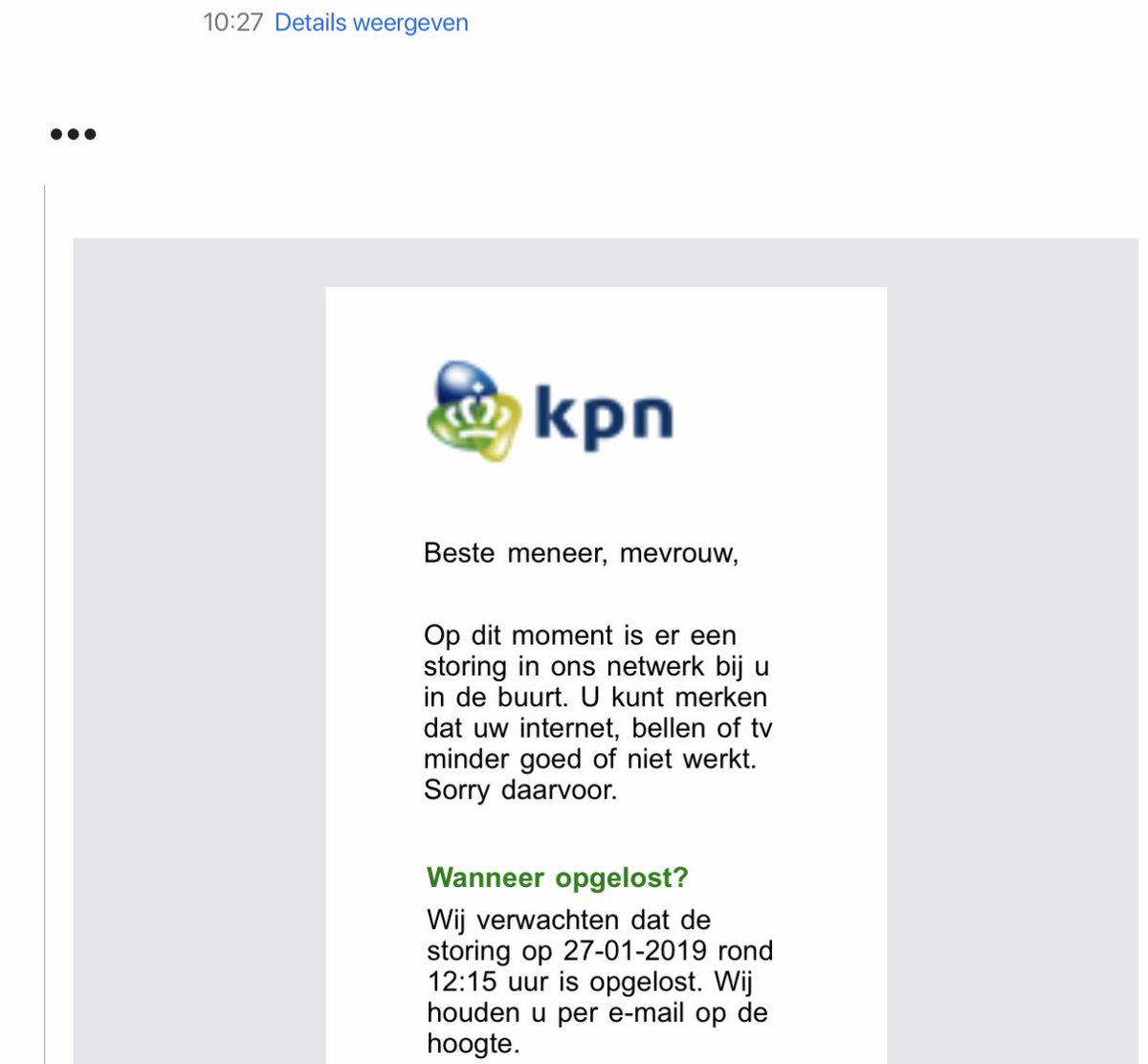 VolgensBartjes's tweet photo. @storingNL Ook in wognum #storing #kpn hoe vaak gaan jullie de tijd nog opnieuw inschatten @KPNwebcare ? https://t.co/nLNgwGvxT5