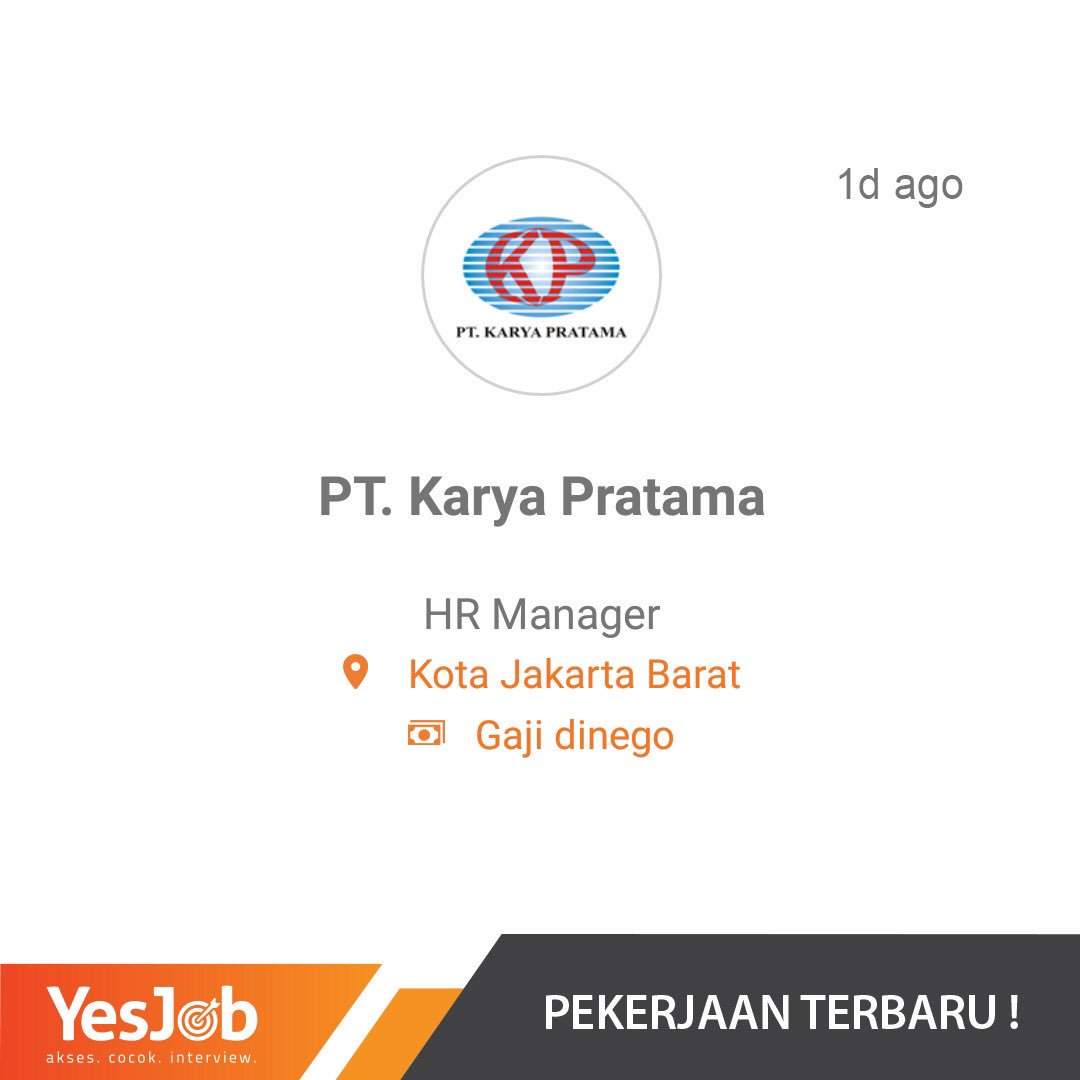 YesJobApp's tweet image. Loker buat kamu di bidang HRD di Jakarta. Mau? Langsung aja download aplikasi YesJob di HP kamu sekarang. Lengkapi profil registrasi dengan menjawab semua pertanyaan yang diberikan lalu tunggu kecocokan pekerjaan dengan profil kamu. Selamat mencoba! #dreamjob #job #jobs #loker