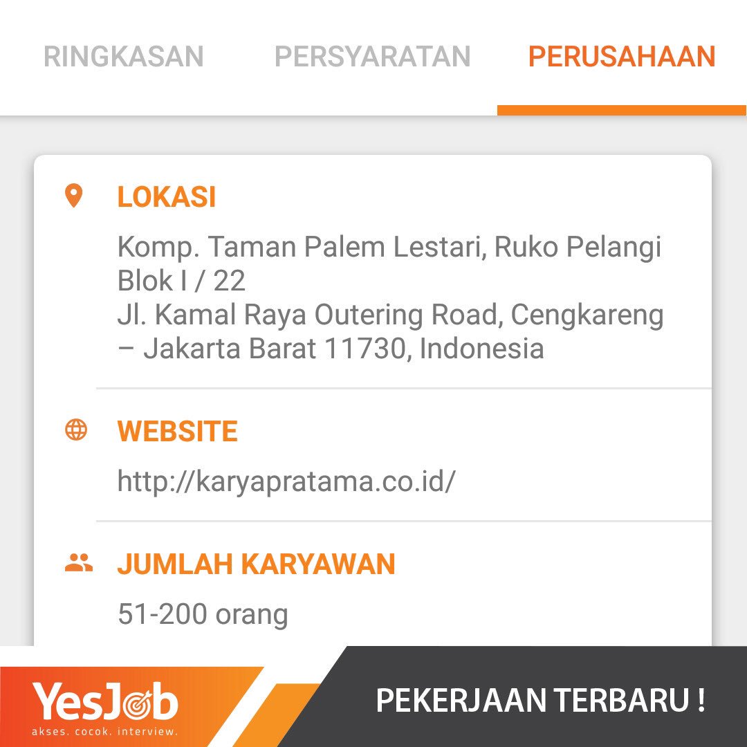 YesJobApp's tweet image. Loker buat kamu di bidang HRD di Jakarta. Mau? Langsung aja download aplikasi YesJob di HP kamu sekarang. Lengkapi profil registrasi dengan menjawab semua pertanyaan yang diberikan lalu tunggu kecocokan pekerjaan dengan profil kamu. Selamat mencoba! #dreamjob #job #jobs #loker