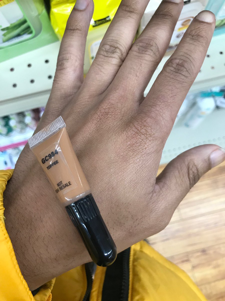 I sent my bf to pick up some concealer for me and I told him to show it to me on his hand so I could see the color. This is what he sent me lol