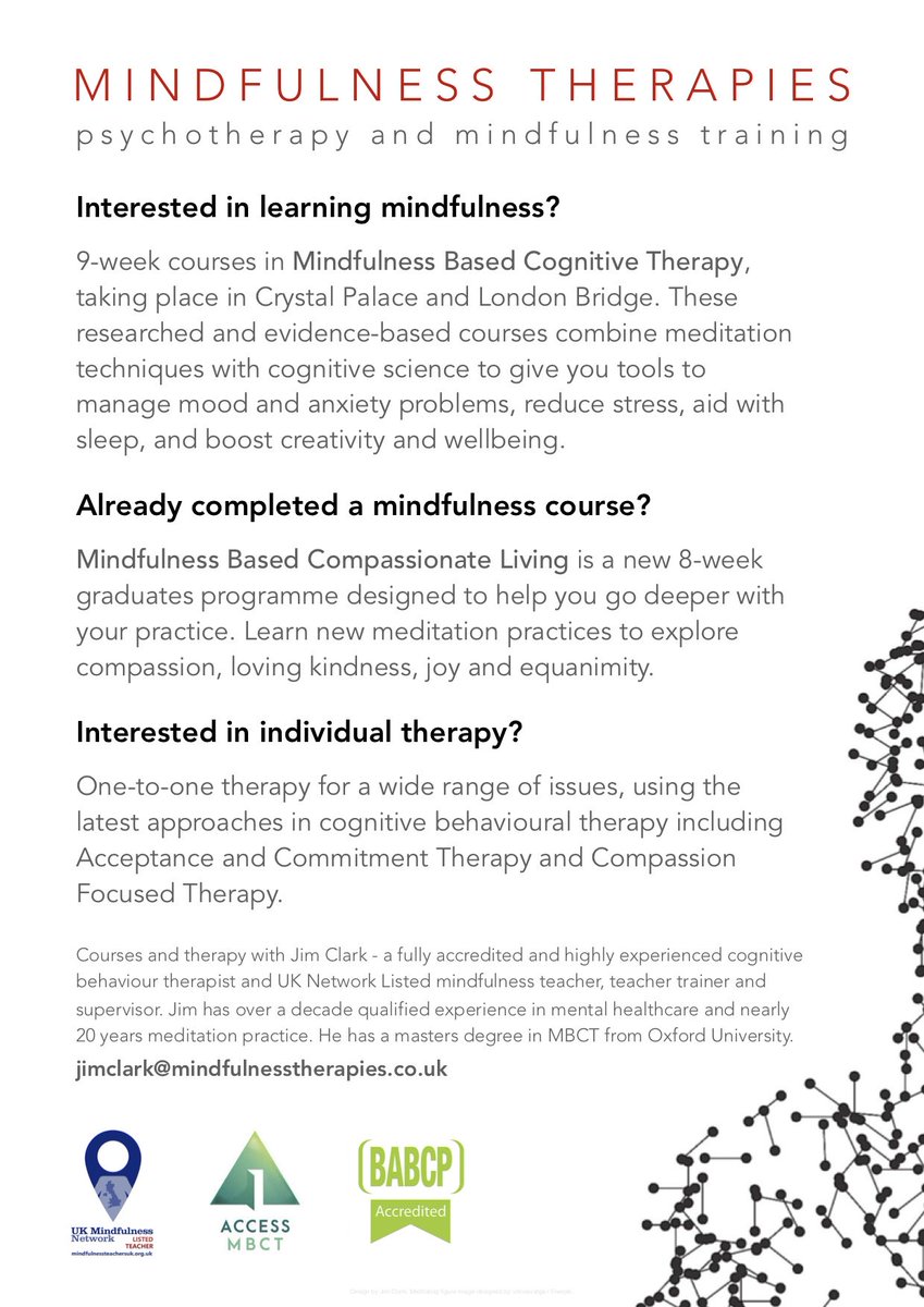 2019 Getting off to a good start? Looking forward to offering 1st #mindfulness courses of the year. #MBCT in #LondonBridge &amp; #CrystalPalace. Also offering Mindfulness Based Compassionate Living graduates course. buff.ly/2RgXcgA <a href="/ThePTrust/">Psychosynthesis Trust</a> @UpperNorLibHub <a href="/LOVESE19/">Crystal Palace SE19</a>
