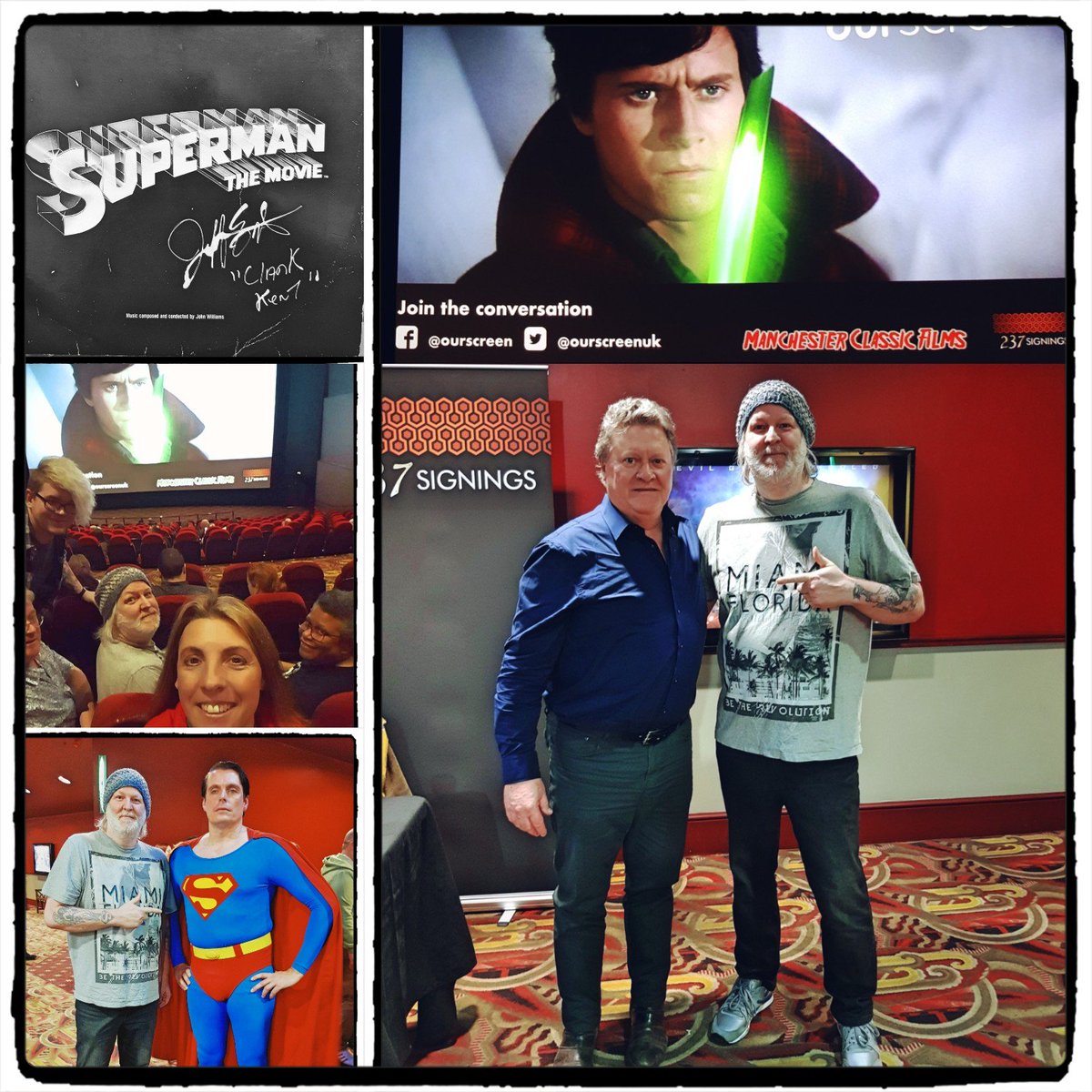 wolfman70's tweet photo. What a Fantastic screening of #supermanthemovie #40thanniversary yesterday by #manchesterclassicfilms which included special guest #jeffeast #youngclarkkent thanks to @Abstractharmony & @237signing and @supermandouble The big screen is where it belongs. #supermanII next?? https://t.co/g8fGhtr9DU