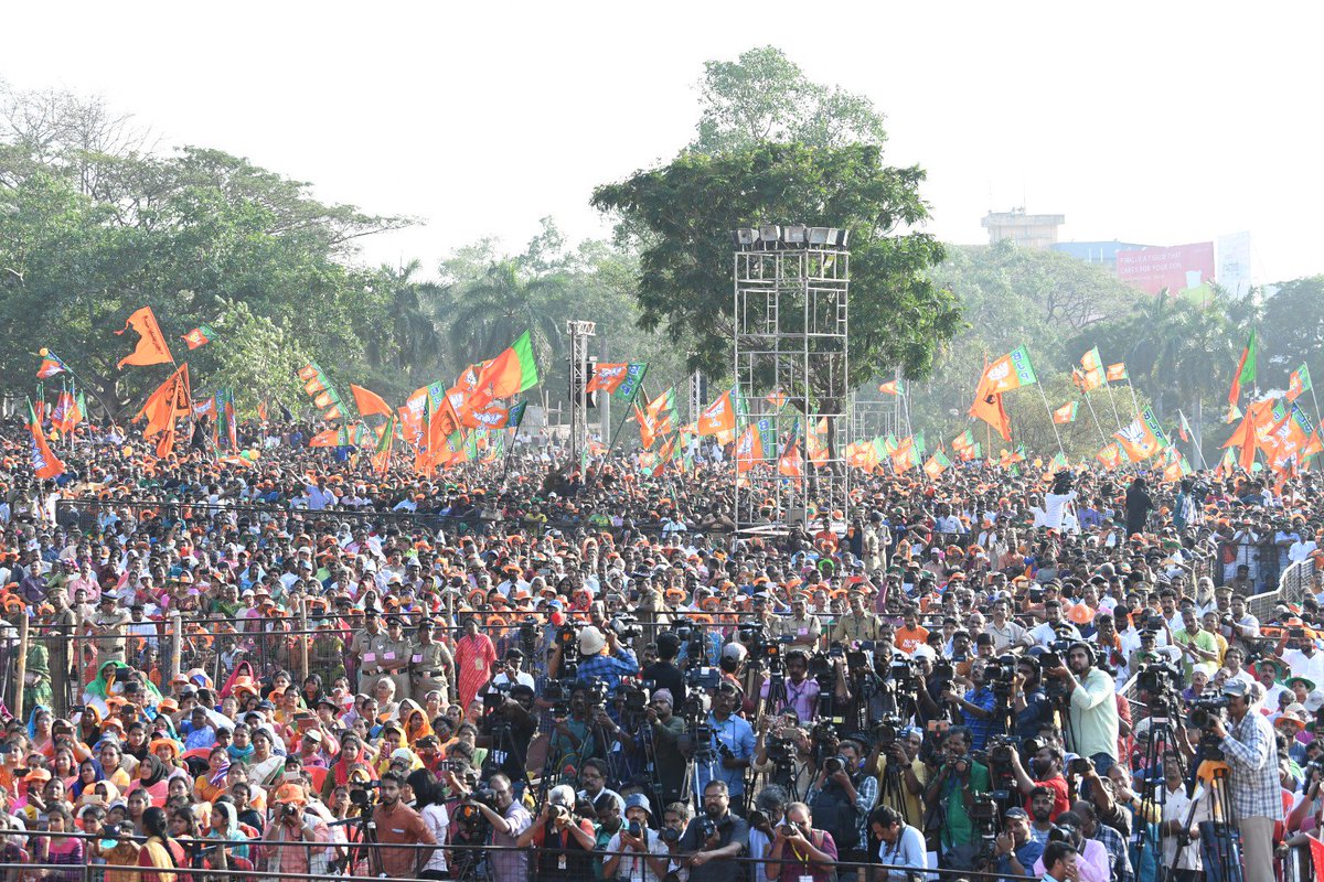 narendramodi's tweet image. Glimpses from the public meeting at Thrissur. @BJP4Keralam
