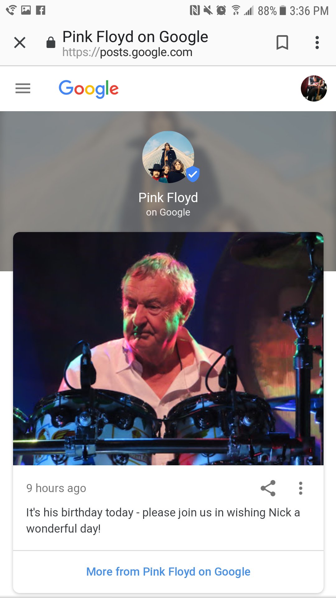 Happy birthday Nick Mason thanks for all the great music! 