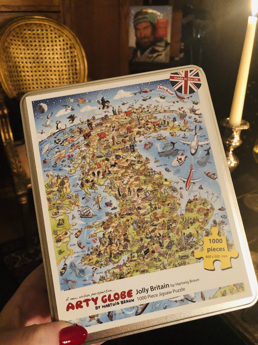 avrilappleyard's tweet photo. @artyglobe Mum loves her #jollyBritain jigsaw and can’t wait to give it a go! #gift #britishgift #art #artist #architecture #greenwhich @greenwichmkt #british @hartwigbraun you are talented! https://t.co/Y671ZKynPT