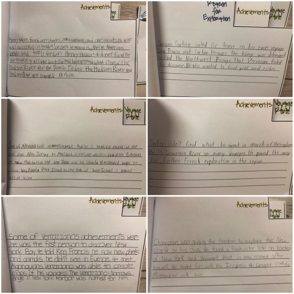 4MichelleMartin's tweet photo. Europeans Explore New York— Students did an amazing job completing an explorer flip book and sharing information found during their research. ⛵️🗺🌎 #FourthGradeSocialStudies #EuropeanExplorers https://t.co/0n3CVWXqEz