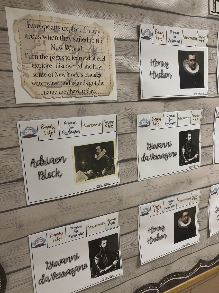 4MichelleMartin's tweet photo. Europeans Explore New York— Students did an amazing job completing an explorer flip book and sharing information found during their research. ⛵️🗺🌎 #FourthGradeSocialStudies #EuropeanExplorers https://t.co/0n3CVWXqEz
