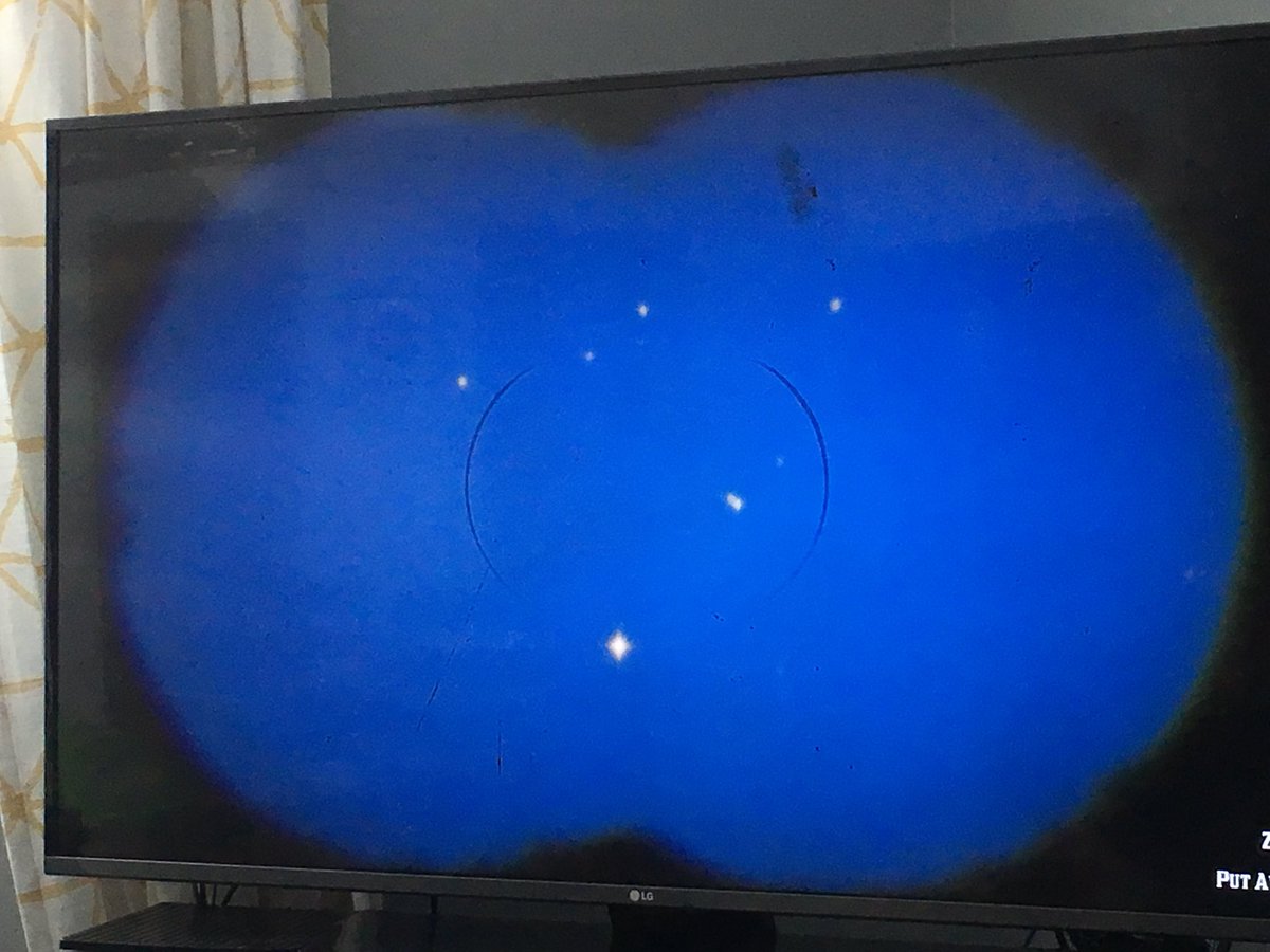 mattymath83's tweet photo. Was playing #RedDeadRedemption2 yesterday and noticed that @RockstarGames included both the #Hyades and #Pleiades star clusters.  Pulled out the binoculars in game and snapped some photos. They even got in Theta 1 &amp; 2 Tauri as resolvable double.  Well done. https://t.co/eh8xW9xBqj