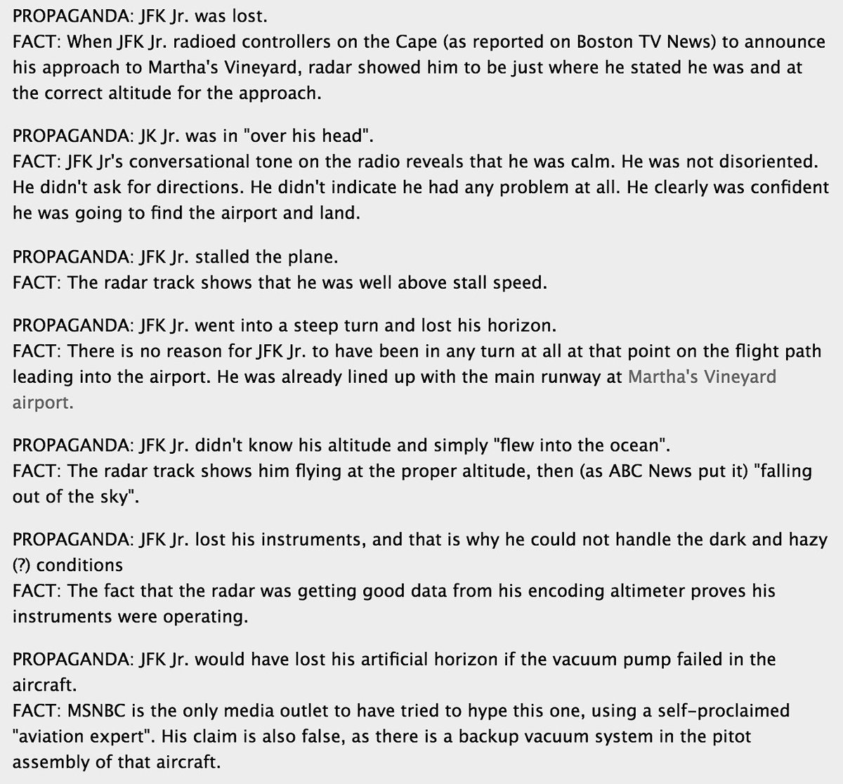 JFK Jr. Crash - Propaganda Vs. Facts. http://www.whatreallyhappened.com/RANCHO/CRASH/JFK_JR/jj.php#axzz5dq5lUmwT #QAnon  #JFKJr  #GreatAwakening  @potus