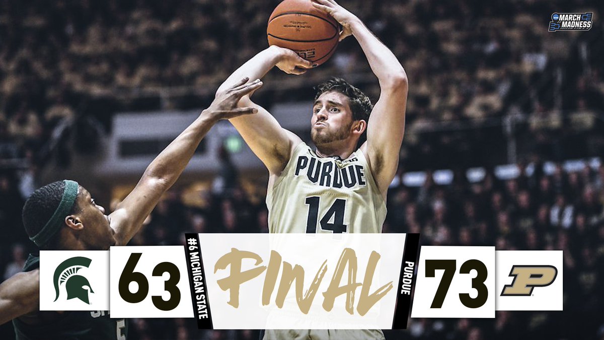 MarchMadnessMBB's tweet photo. DON’T DOUBT THE BOILERMAKERS! 🚂

Purdue shows out in an electric Mackey Arena &amp; ends No. 6 Michigan State's 21-game Big Ten winning-streak! https://t.co/wUjHYgck94