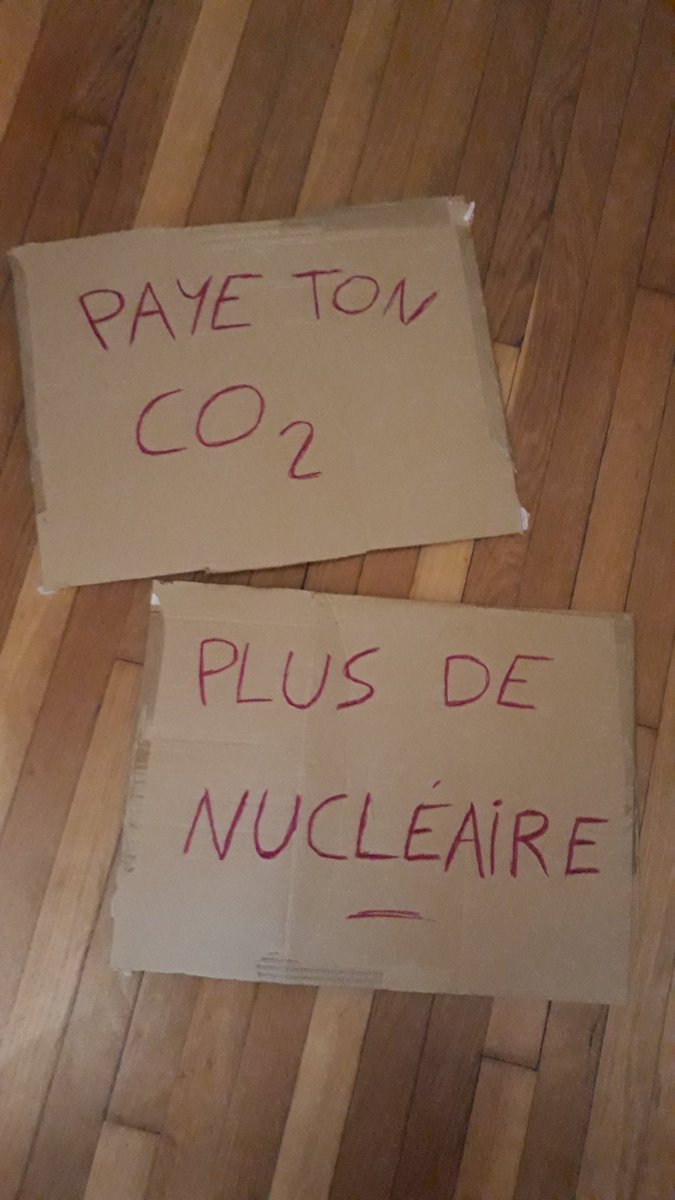 gingerparkinson's tweet photo. Mes 2 affiches pour ce #WeekEndClimat. Ça a donné des discussions interessantes à l'Agora de Paris
#PayeTonCO2 #nucléaire https://t.co/NePspdWLXG