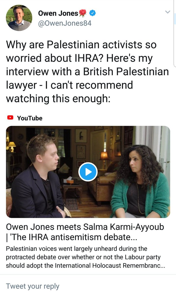 Fourth. Heres him arguing the  @UKLabour was right not to listen to the Jewish community over adopting the IHRA definition of antisemitism. Not only this, he dog whistles that it's to do with Palestinian voices, which *IS* rubbish. IHRA definition does not restrict this.