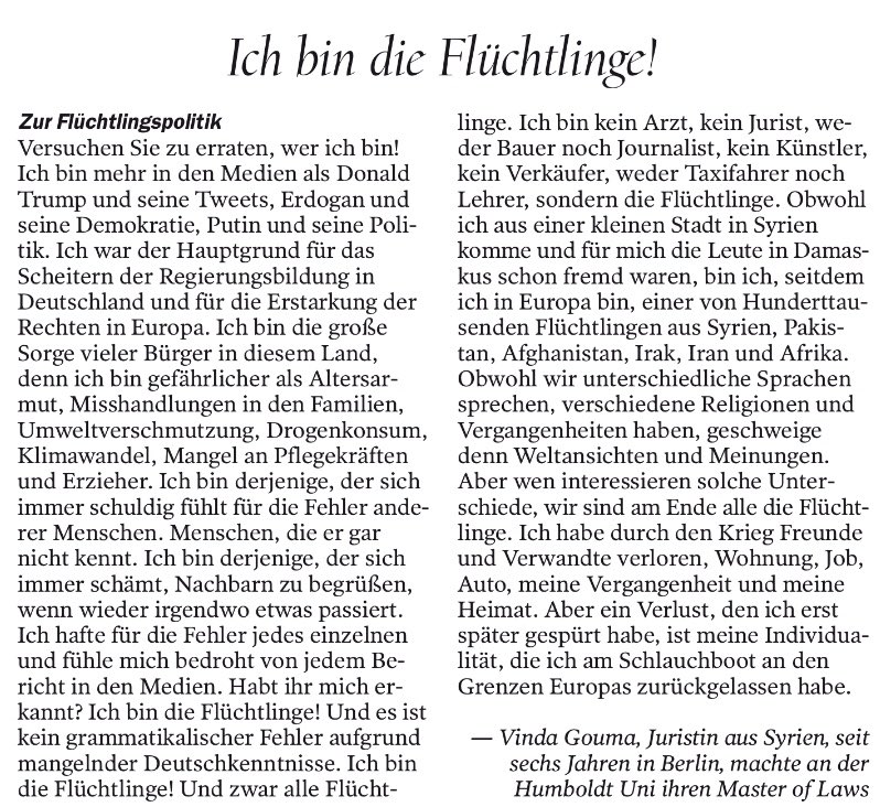 Bevor uns der Alltag wieder hat: für alle #Rassisten #Ignoranten #Populisten #ÜberEinenKammScherer und sonstige #Unsympathen ein Leserbrief aus #Berlin im #Tagesspiegel vom #Sonntag