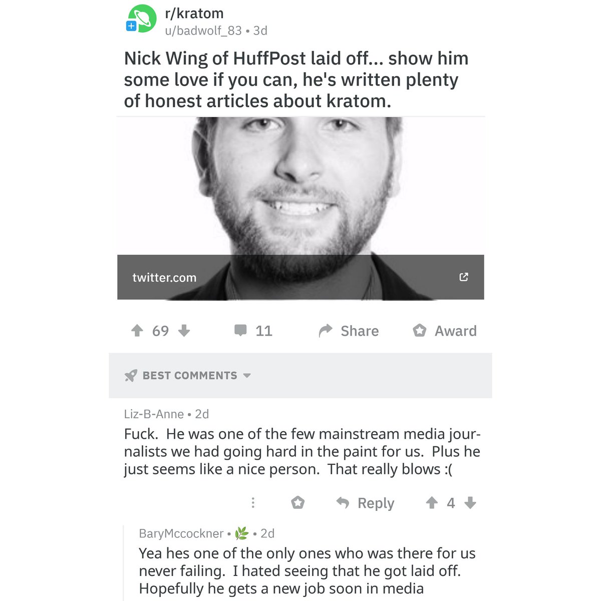 KratomAdvocatee's tweet photo. What a shame. Though I didn't like huffpost, he did some good journalism on kratom. https://t.co/4KFOnmLI0i