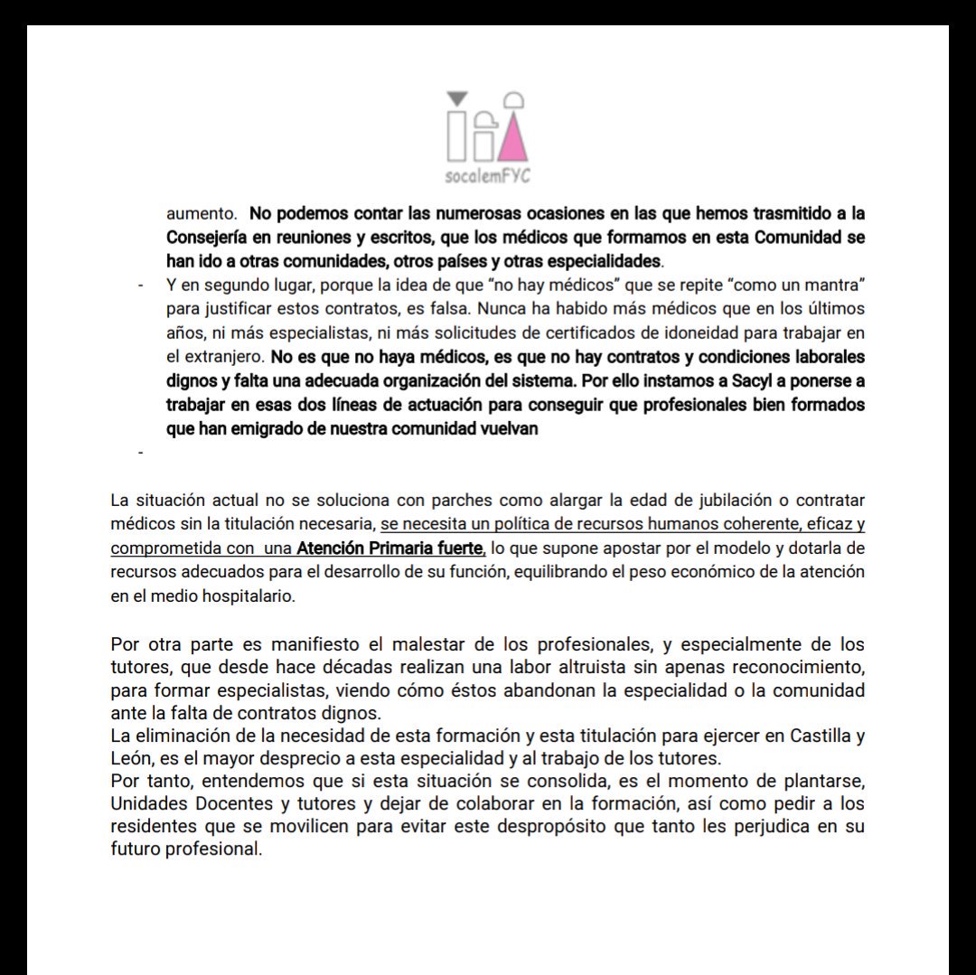 Si siguen las cosas así en #CastillayLeón,no será necesario tener la especialidad de #MedicinaDeFamilia para ejercer como médico de familia, yupi!😡
Y creo que tampoco será preciso ser especialista en neurocirugía para extraerte un tumor cerebral, eso sí, sólo excepcionalmente☝