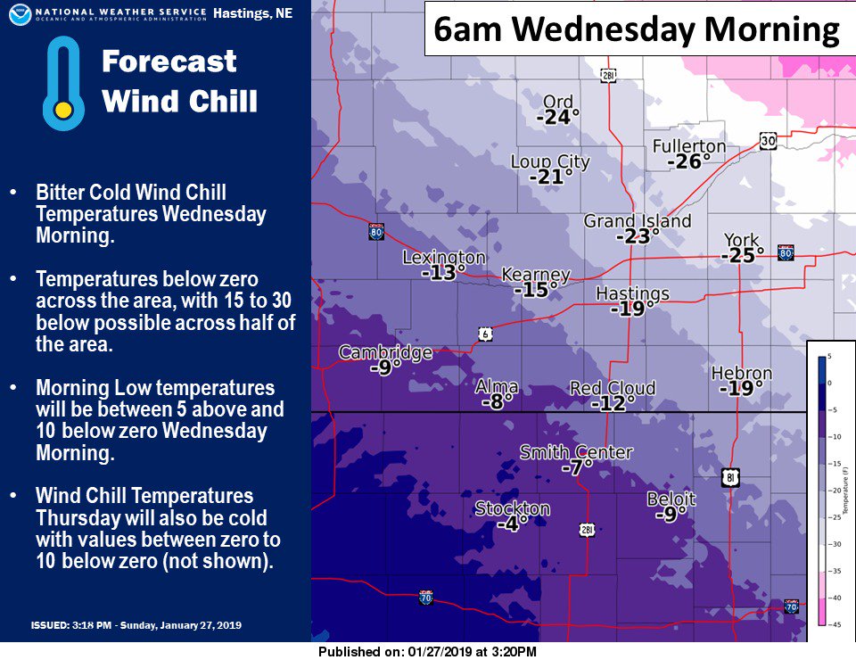 NWSHastings's tweet photo. Bitter Cold Wind Chill Temperatures Wednesday Morning. #newx #kswx https://t.co/gzBqxa2dXo