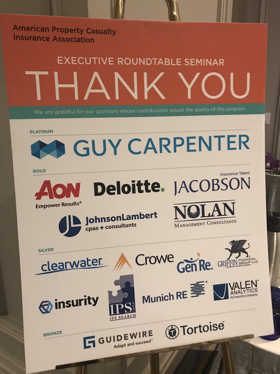 TeamAPCIA's tweet photo. Looking forward to a great Executive Roundtable Seminar in Florida this week please use #ERT19- thanks to all our sponsors. @GuyCarpenter https://t.co/GQOziQcy9R