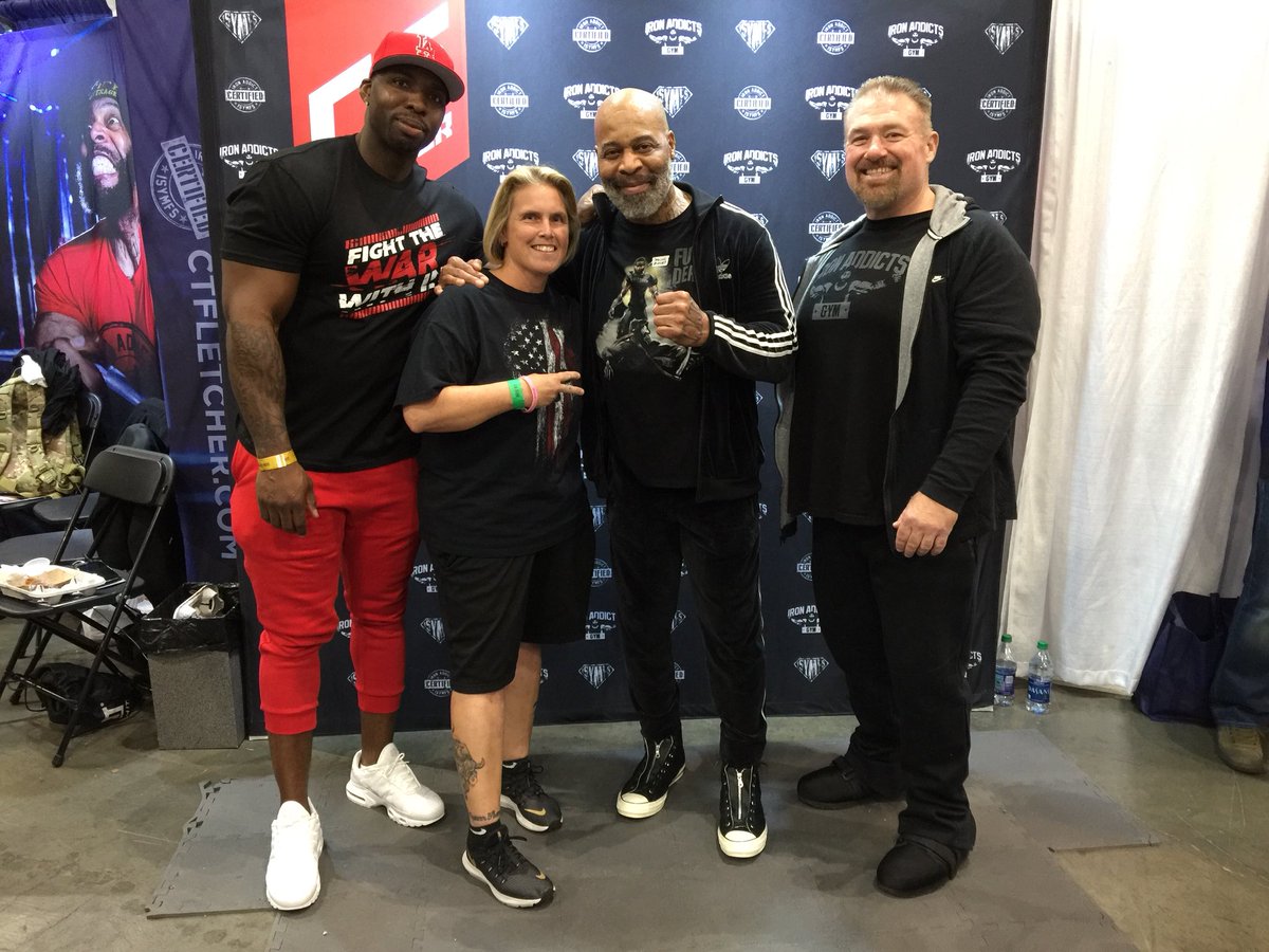 FitTrainer14's tweet photo. So...this happened today. Got to meet this MF BadAss man and his team. @CTFletcherISYMF #FitExpoLA #fitness #personaltrainer #Strengthtrainer #SportsPerformanceCoach #Speed&AgilityCoach #StayStrong💪🏻#TrainerTravels🤙🏻 https://t.co/Cow3x4fRi2