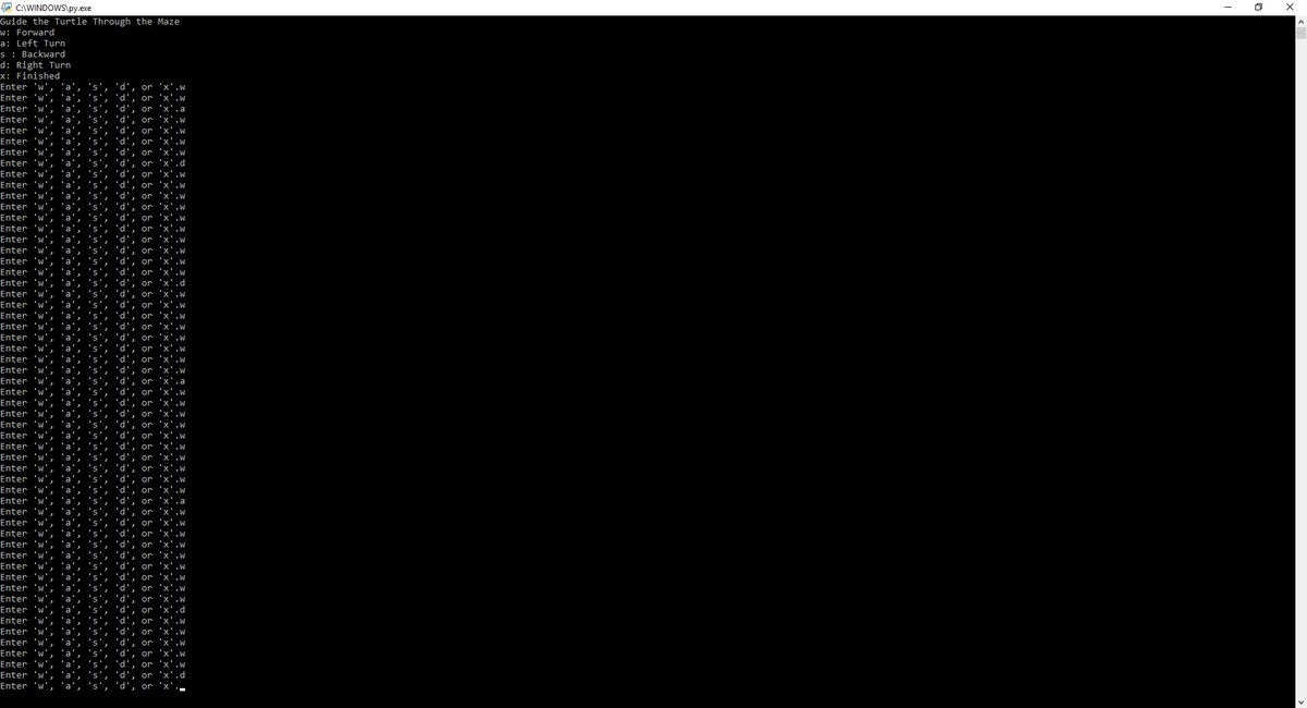 itsthecyberpunk's tweet photo. Can you complete this maze? 

Turtle Maze using Python.
#30weekendsofcoding
•
•
•
•
#python #simplegame #code #coding #code #game #turtlemodule #dev #startup #developer #program #programming #maze #design #portfolio #smallbusiness #buildingportfolio #entrepreneur #mazegame https://t.co/bNz8mepnDN