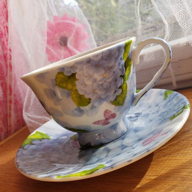 In addition to coffee mugs, I have a love for beautiful tea cup and saucer sets. I got this one at <a href="/snowlinethrift/">Snowline Thrift</a> yesterday, a beautiful set with hydrangeas and butterflies.

#thriftstorescore #teacups #ketolifestylecoach #ketoisalifestyle
#ketostrong #… bit.ly/2CRdRC8