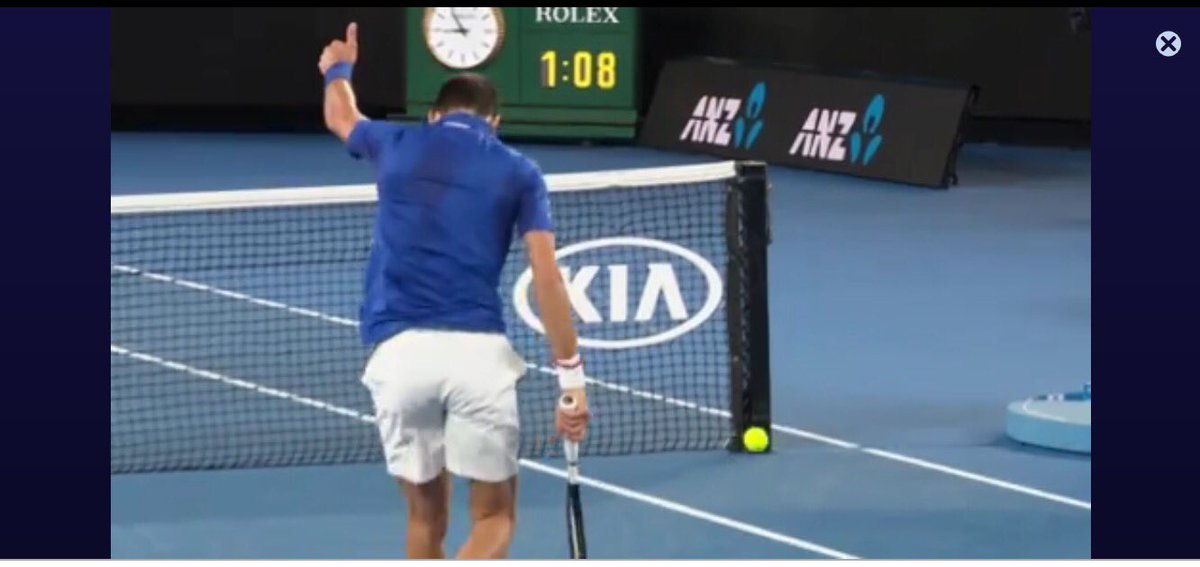 Leesie111's tweet photo. @DjokerNole applauding a drop shot from @RafaelNadal is certainly something young tennis players can learn from, sometimes you have to accept your opponent played a good point and you did nothing wrong. #acceptance #respect #djokovictheking https://t.co/AxXkhnMYut