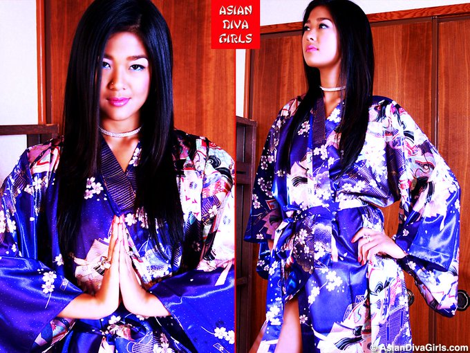 1 pic. #Slender #MixedAsian #Model #Babe #Tasha #Models her #Purple #Silk #KimonoRobe @ an @AsianDivaGirls