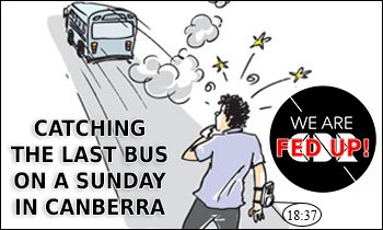 FairGoW_endBus's tweet photo. The public holiday today is again running to the Sunday timetable. Anyone wanting to go out late, or working late tonight, is forced to taxi/uber or drive, as buses finish by 7pm once again. #auspol #cbrpol #FairGoSundayBus @_candiceburch @ABarrMLA @alistair_coe @ShaneRattenbury https://t.co/FukmI8ps8O