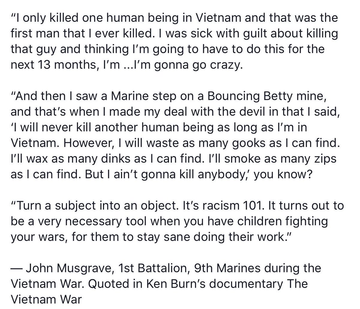 I’m watching the Ken Burns documentary series The Vietnam War on Netflix and learning so much about humanity