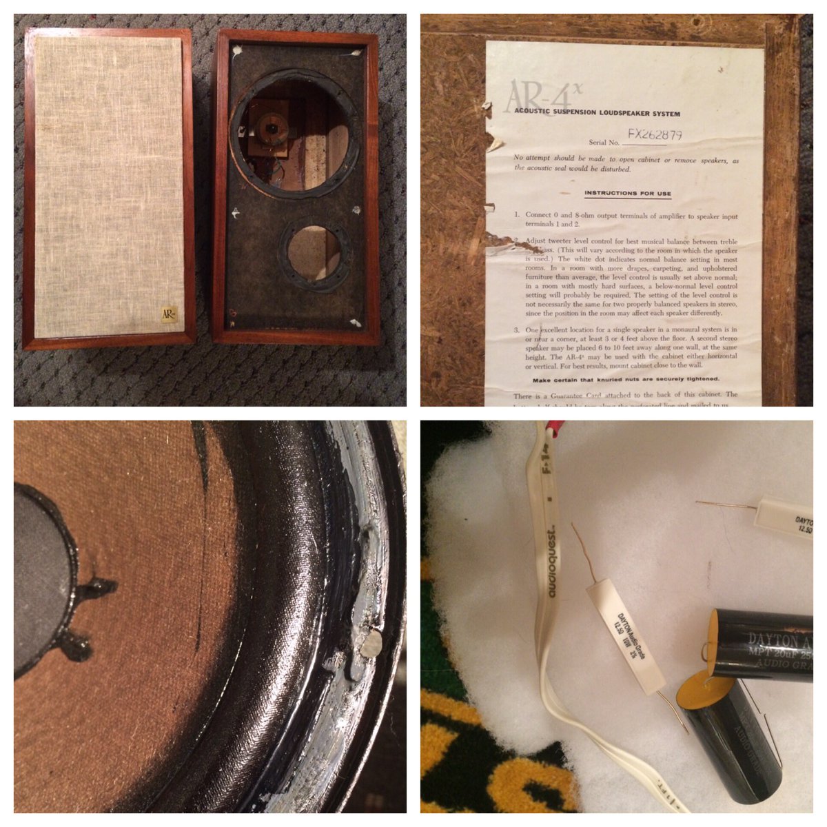 HiFiHunter8's tweet photo. Having fun with my winter project restoring these vintage speakers. State of the art 50 yrs ago in oiled walnut cabinets. #classicaudio #acousticresearch #vintagespeakers https://t.co/Vx6Y2f1M1V