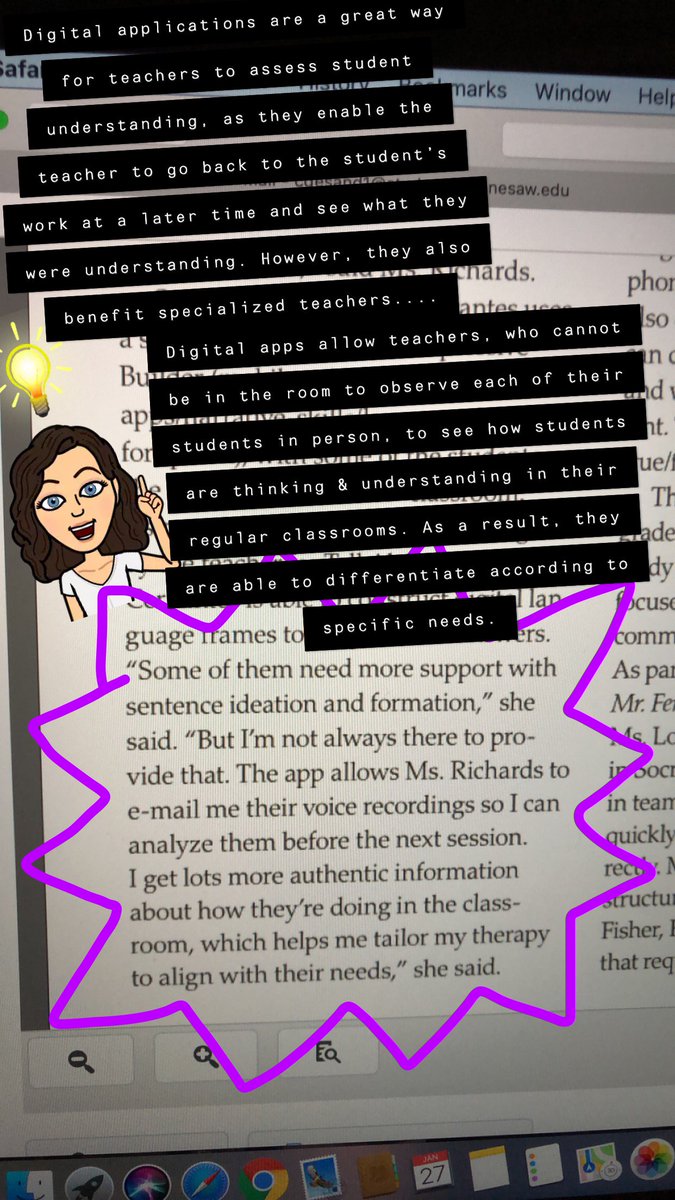 cdesandre1's tweet photo. BookSnap #3! This article was full of great ideas on how to incorporate digital apps in the classroom to help teachers assess student understanding! #KSUECE4410 #Booksnap3 https://t.co/BiF7PmL3aS