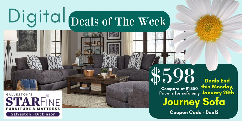 ORDER NOW: ow.ly/q9Vz50kmxMU
Digital Deals of the Week ends tomorrow, Monday, January 28
COUPON CODE: DEAL2
Journey Sofa by Franklin, originally $1350 now $598!!!