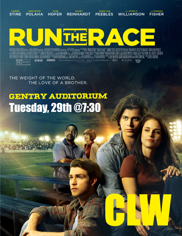 CNBCM's tweet photo. BCM/FCA/The Village Presents: Tim &amp; Robby Tebow's new "Run the Race" movie screening THIS Tuesday.  Gentry -- 7:30pm -- CLW  @cnbcm @CNFCA @TimTebow @RobbyTebow https://t.co/0OIbYRyGtn