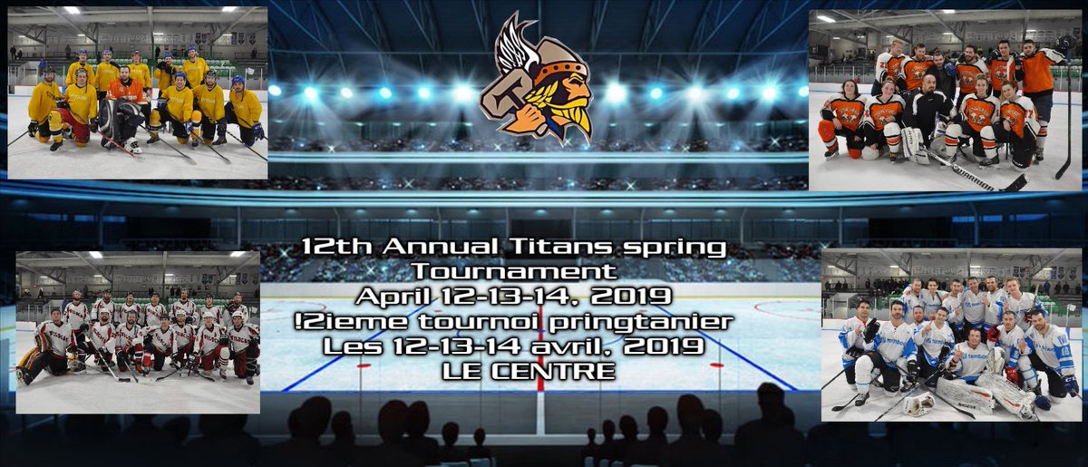 Titanshockey's tweet photo. @Titanshockey presents their 12th Annual hockey tournament on April 12-13-14, 2019.  16 teams in 3 catagories. Open(A), B and Mixed 4 on 4. https://t.co/Q04gaCyKiT