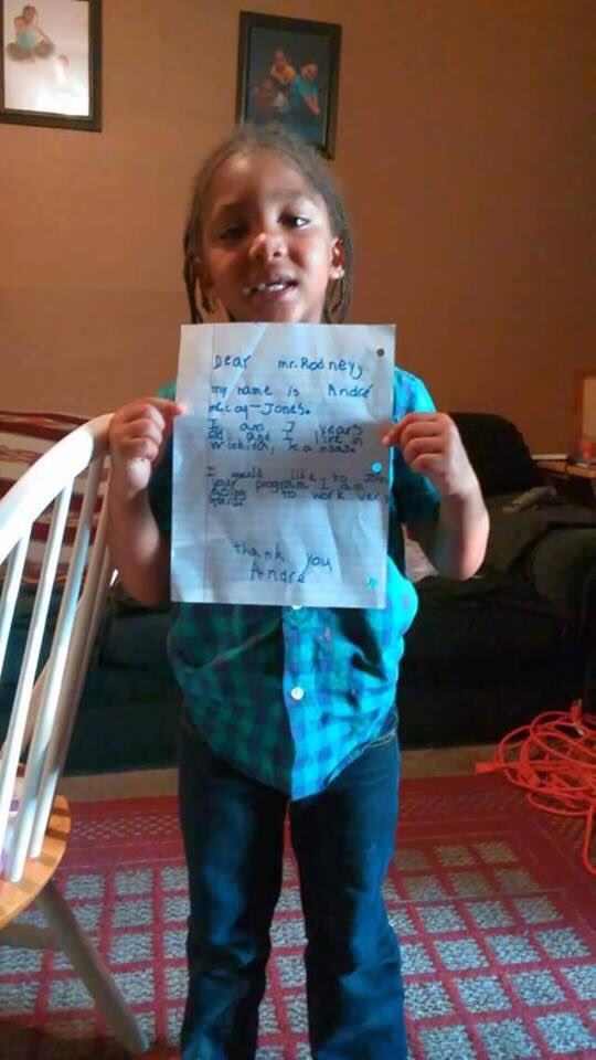 iamrodneysmith's tweet image. In 2016 7 year old Andre from Wichita ,KS sent me this letter wanting to join the program . This letter would give me the idea of the 50 Yard Challenge, getting kids in different states involved . 3 years later, Andre has mowed over 150+ Lawns and RMLCS has over 280+ kids!