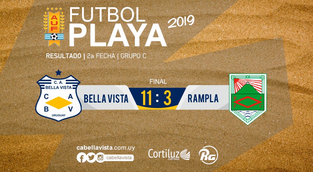 #FutbolPlaya Enorme triunfo de @CABellaVista
nuevamente, esta vez 11 a 3 ante #RamplaJrs. Y con este resultado el papal se clasifica directo a la siguiente fase del campeonato. ¡#Felicitaciones equipo! ⚽🌴🌊