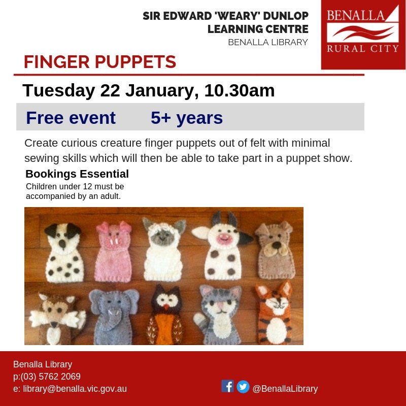 How many animals did Old McDonald have on his farm? Join us on Tuesday 22nd January at 10.30am to create animal finger puppets