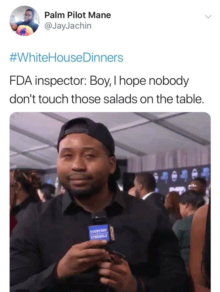 NikkiBJaxx417's tweet photo. The Internet never disappoints!! #WhiteHouseDinners #Clemson #FastFoodFeast #ElCheapo #ImUnable #TrumpShutdown https://t.co/1zRqDCErCS