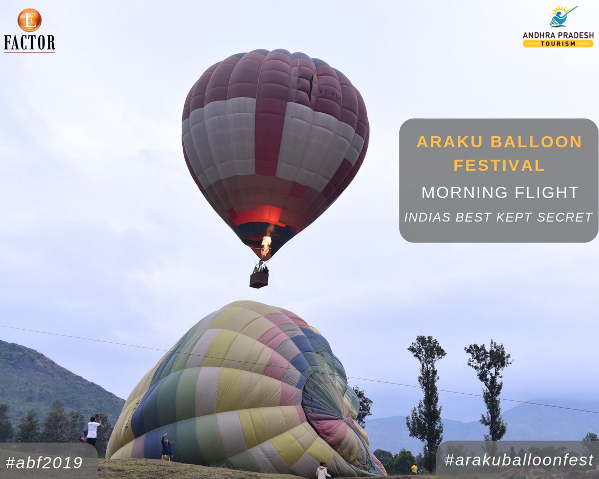 Open your wings, feel the air & Fly High at Araku Balloon Festival 2019 
#arakuballoonfest #arakuvalley #hotairballooning #letsvizag #indiasbestkeptsecret #TakeLifeHigher #hotairballoon #balloonfestival #balloonfiesta #flyhigh #efactorevents #efactortourism 
@APTDCofficial