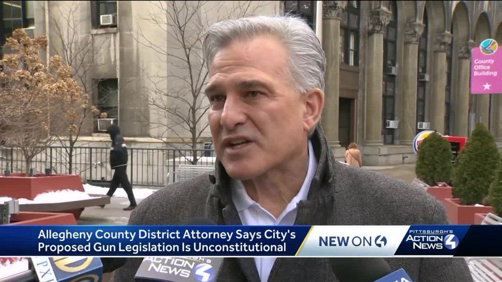 WTAE's tweet photo. DA Zappala: Pittsburgh City Council does not have authority to pass gun legislation restricting some types of weapons https://t.co/KjyAwIfMcb https://t.co/5g1CpKvHcj