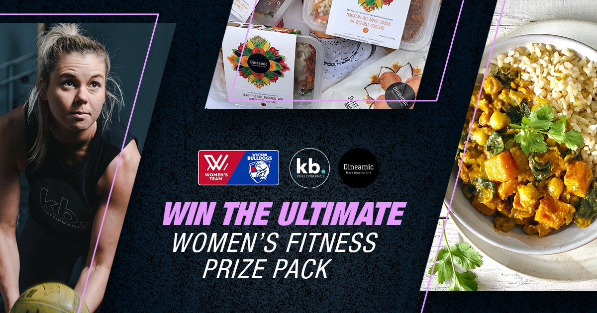 BulldogsW's tweet photo. 🚨WIN the Ultimate Women's Fitness Pack, including a private training session with @Katie_Brennan16!

Prize also includes 🍝 two weeks of meals from @dineamicfood , 🏃‍♀️ five session kb.performance gym pass, health and wellness pack and more!

Enter now 👉🏻 https://t.co/DEkCnpGafr https://t.co/x3brydjuDc