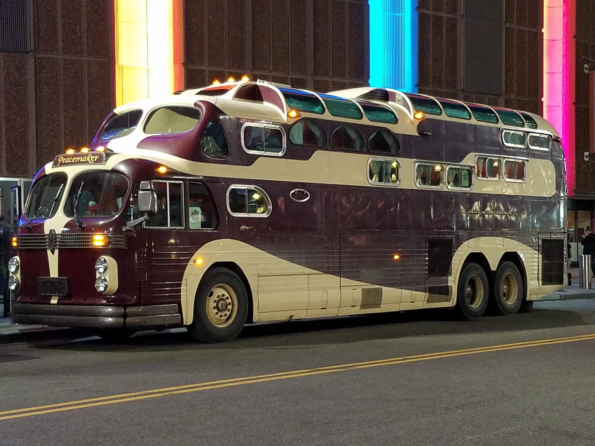 ThomasFrey's tweet photo. Peacemaker II is a custom-built, triple-decker combination of a 1955 GMC Scenicruiser and a 1949 Aerocoach! https://t.co/B09A0tKdT8 #deadheadmotorcoach #peacemaker #aerocoach https://t.co/oiMfO2v0KV