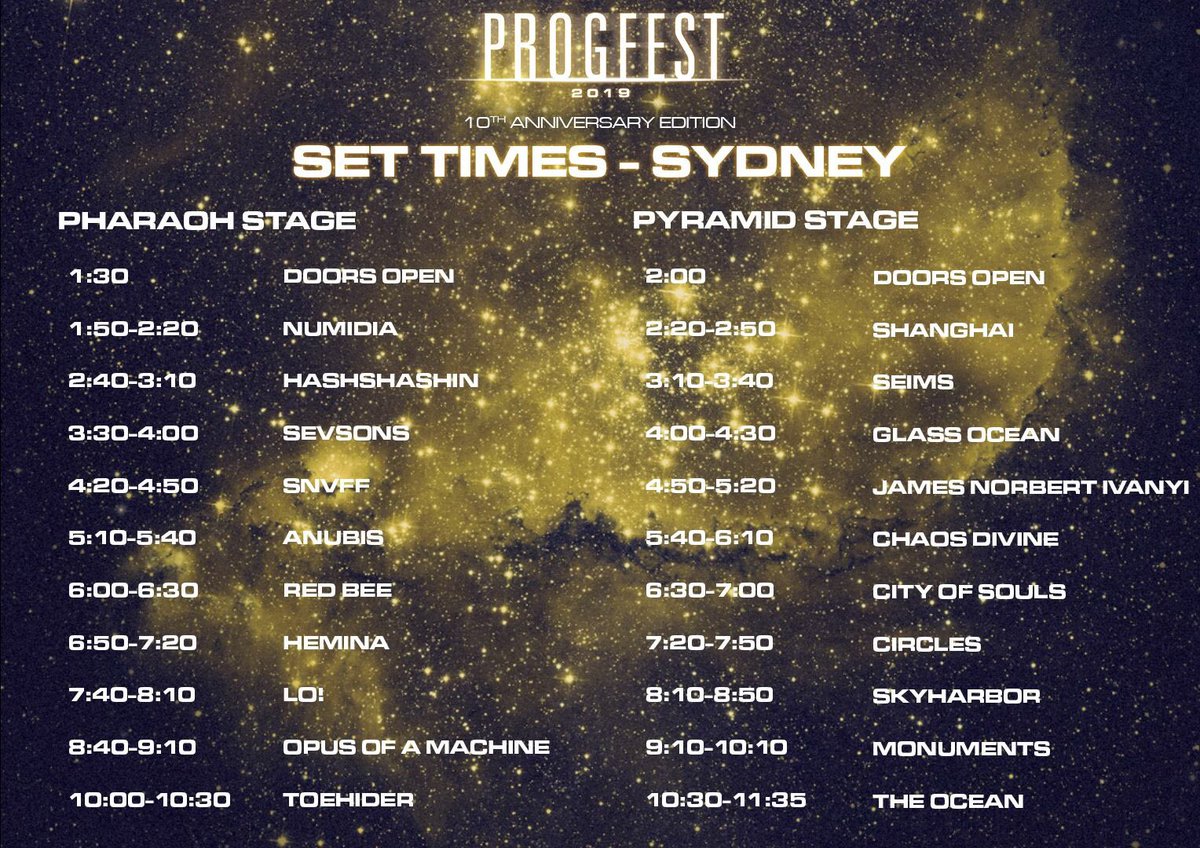 Set times are out for <a href="/Progfest_/">PROGFEST</a> Sydney. What does your schedule look like?