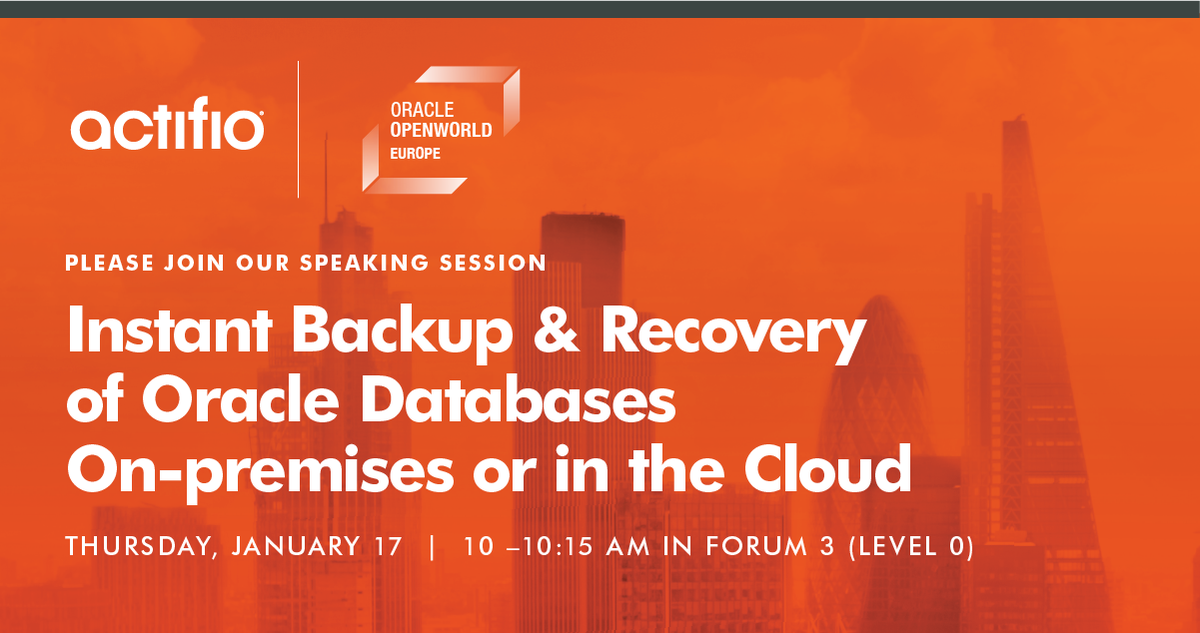 actifio's tweet image. Join us at #oracleopenworld #London for our speaking session!
#oowlon
@oracleopenworld