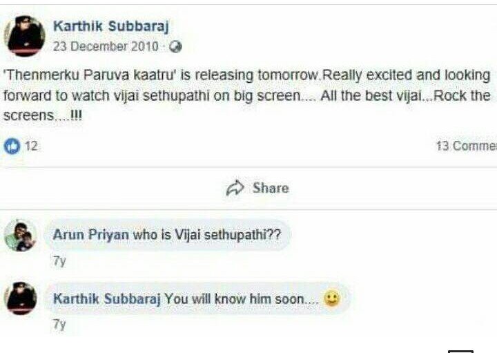 kl_poppinz's tweet image. A man hv Zero Haters..
Man of simplicity..
He made his fans with his #Talent #ScriptSelection & #simplicity ....
Inspiration For youngsters..
HpyBdy @VijaySethuOffl na
#MakkalSelvan 😇
#HBDVijaySethupathi
9 yrs before fb post from @karthiksubbaraj 😍😘
