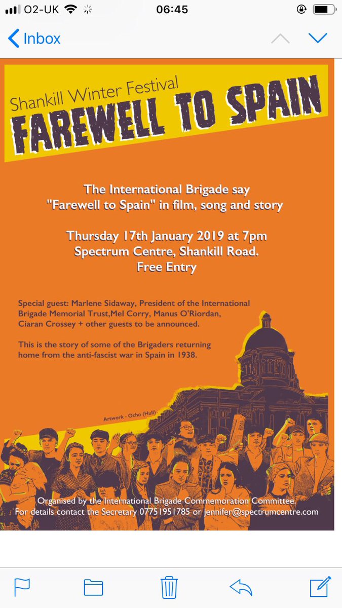 PaulTyredagh81's tweet photo. #Belfast #ShankillWinterFest #SpectrumCentre #InternationalBrigade #SpanishCivilWar #Tomorrow #Heroes 😎👍 I’m looking forward to attending this event. https://t.co/24M6Obof9y