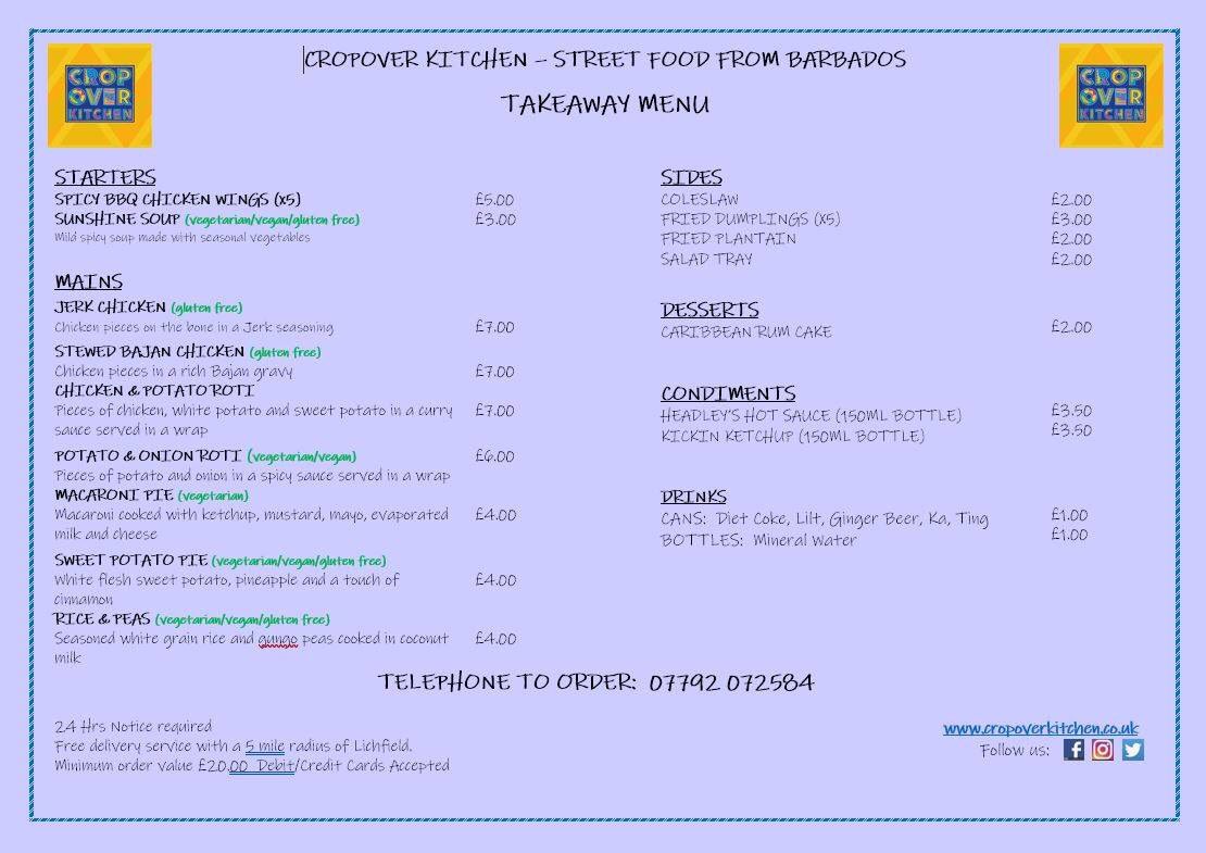 CropoverK's tweet photo. Suffering from the January Blues? Let us deliver some sunshine ☀️ to your door!  Our new takeaway menu is available now and we are taking orders x https://t.co/OsJWduEAnw