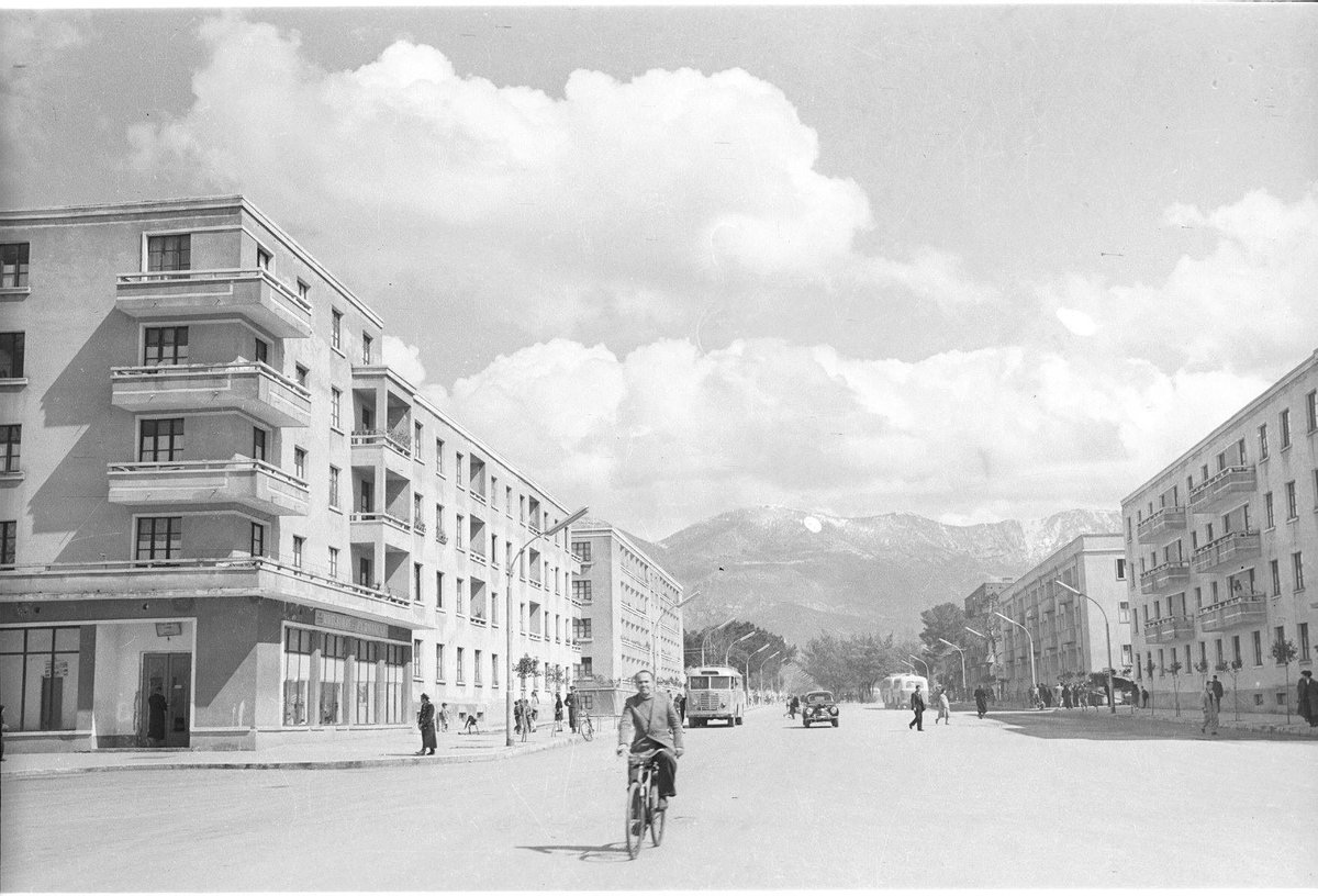 #Kavaja road #Tirana 🇦🇱 year #1960 #nocars 🚙 🛑 #notraffic #bicycle 🚲 #noairpollution