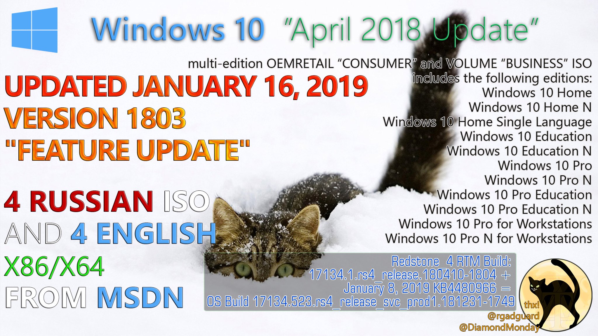 WZor on Twitter "🐱📢Windows 10 Ver. 1803, April2018Update, (