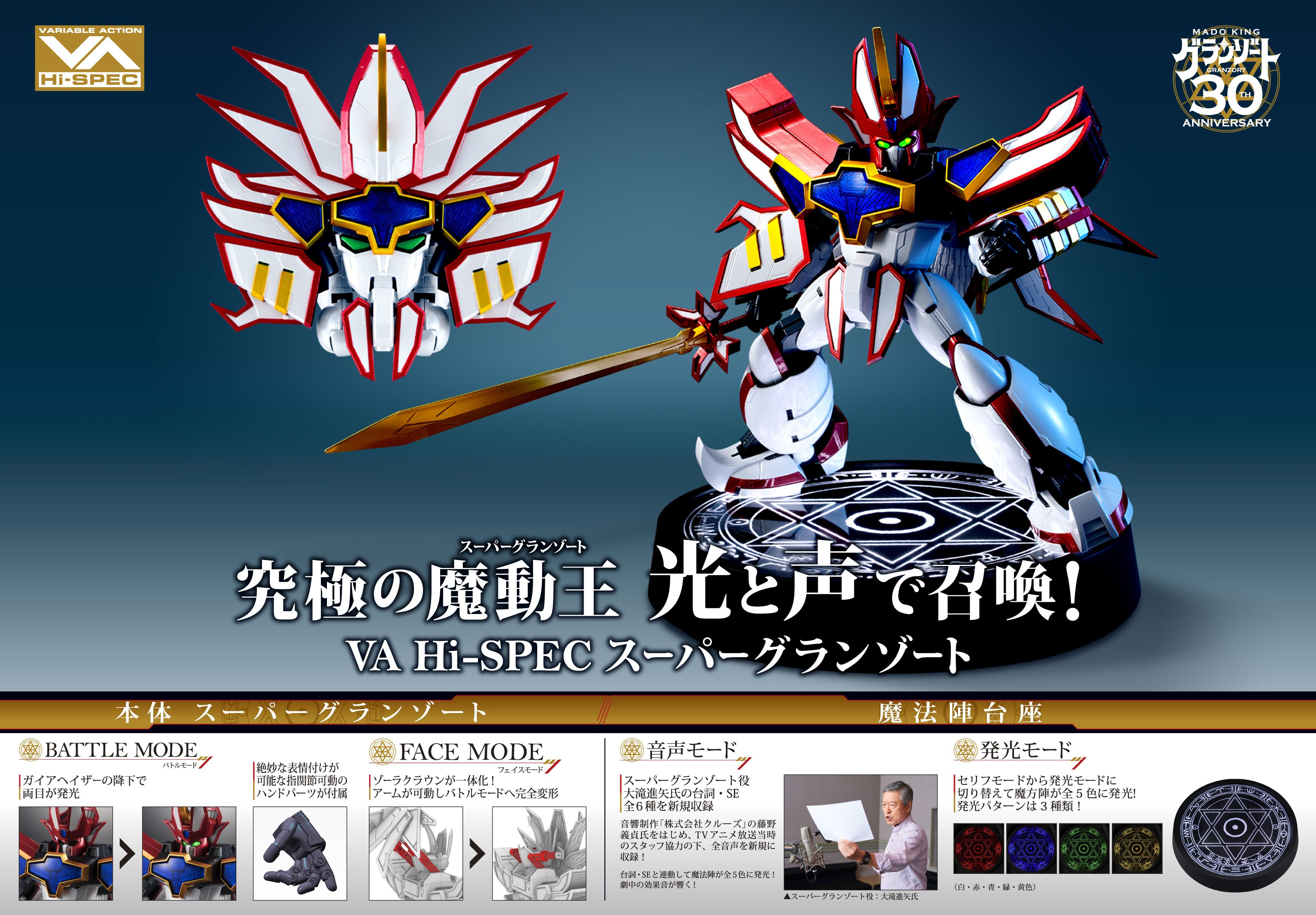 メガハウス メガホビ ご予約受付中 魔動王グランゾート30周年 Vaシリーズ10周年記念 Va Hi Specに スーパーグランゾート が登場 特典は藤野貞義氏と大滝進矢氏インタビュー記事 開発設定資料等掲載の 魔動王創生の書 魔法陣台座には新規収録