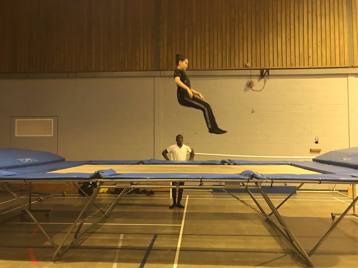 gcox_1's tweet photo. Trampolining club on a Wednesday morning. Come and join us! #BounceBounce #HowHighCanYouGo @DUKES_PE https://t.co/tLAFDHOE8o
